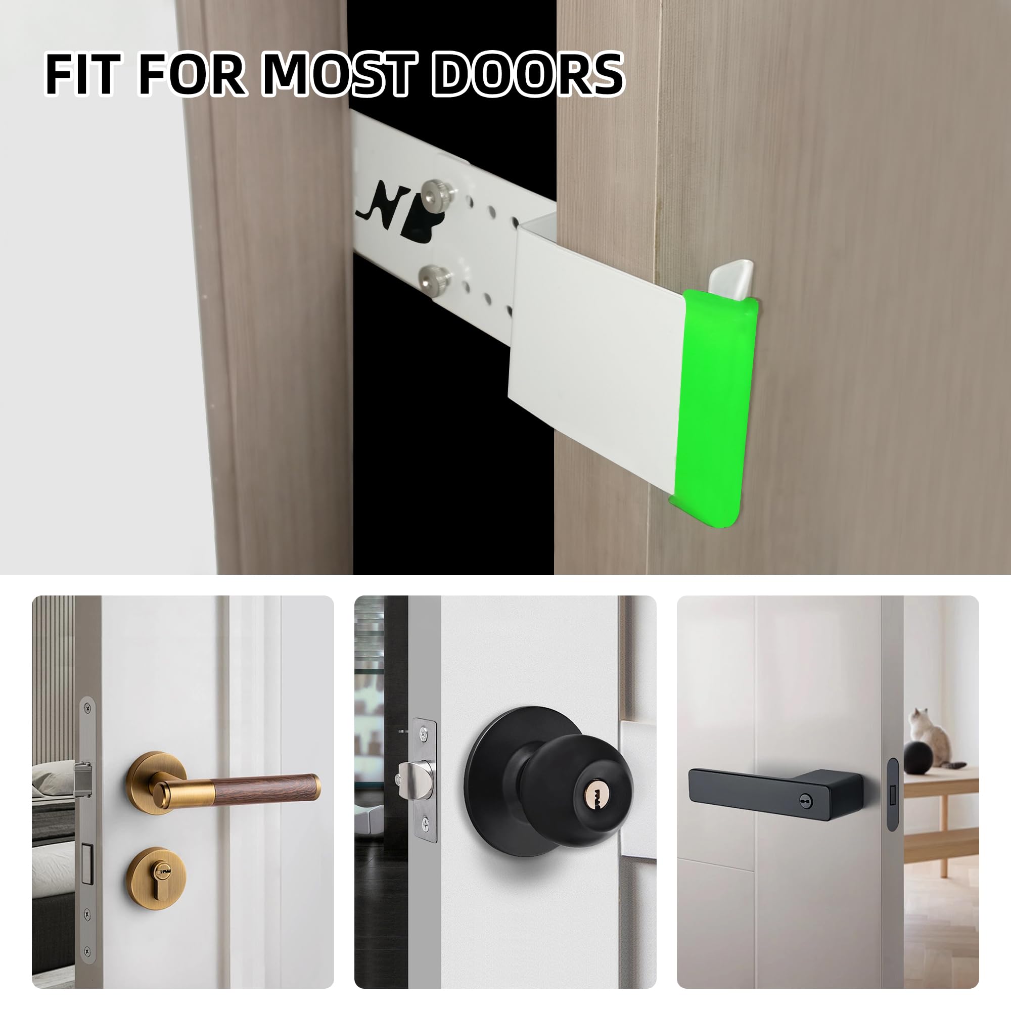White finish of Neobay latch blends with most doors for a subtle look.