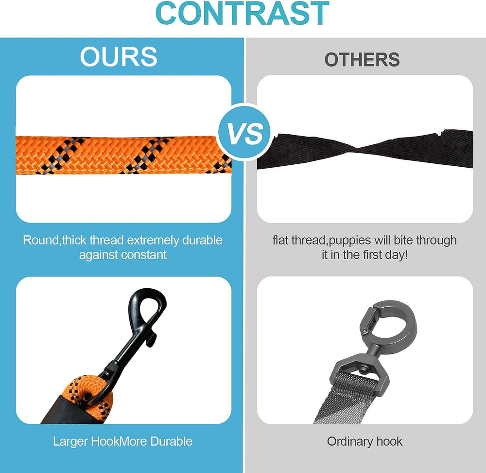 NEOGULY 3 Dog Leash durable heavy-duty nylon rope for daily use