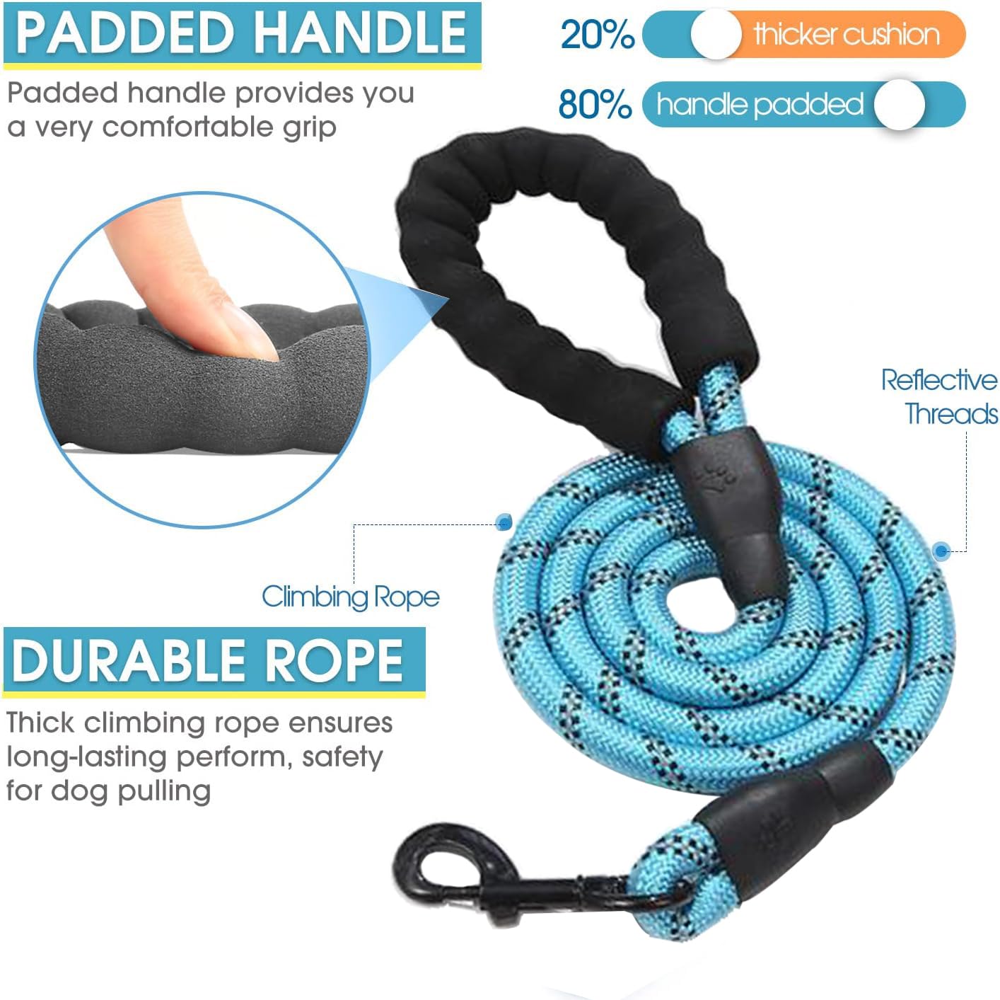 NEOGULY 3-dog leash with reflective stitching to enhance night visibility