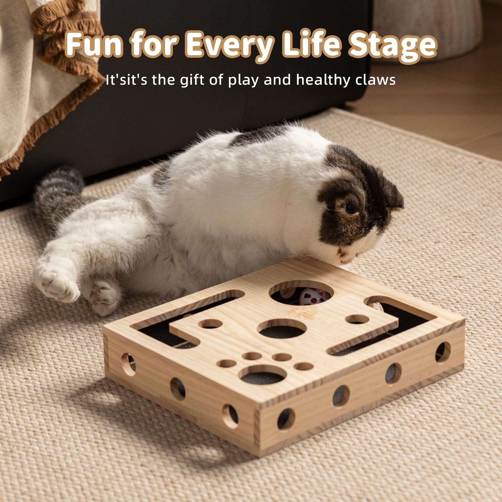 NeoNava durable wood texture offers satisfying scratching while protecting furniture.