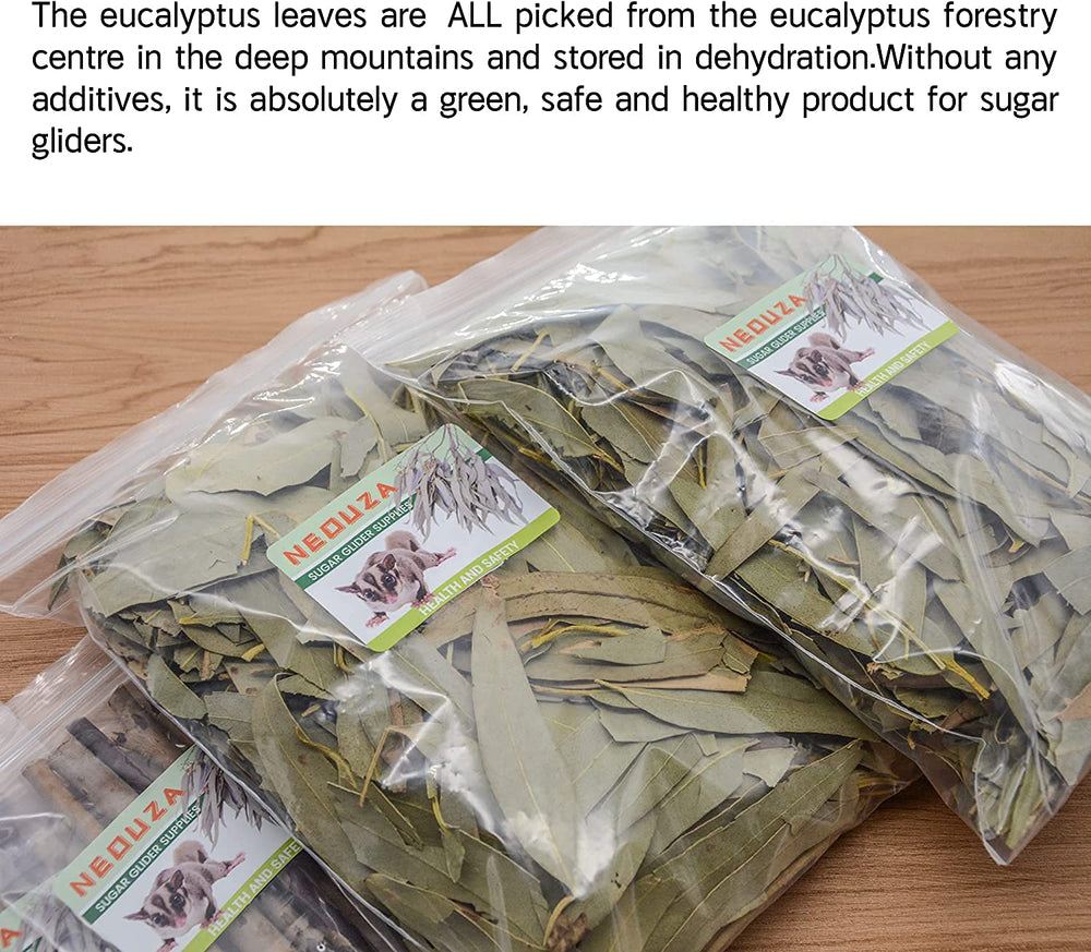 NEOUZA 7oz/200g packaging of dried eucalyptus for sugar gliders.