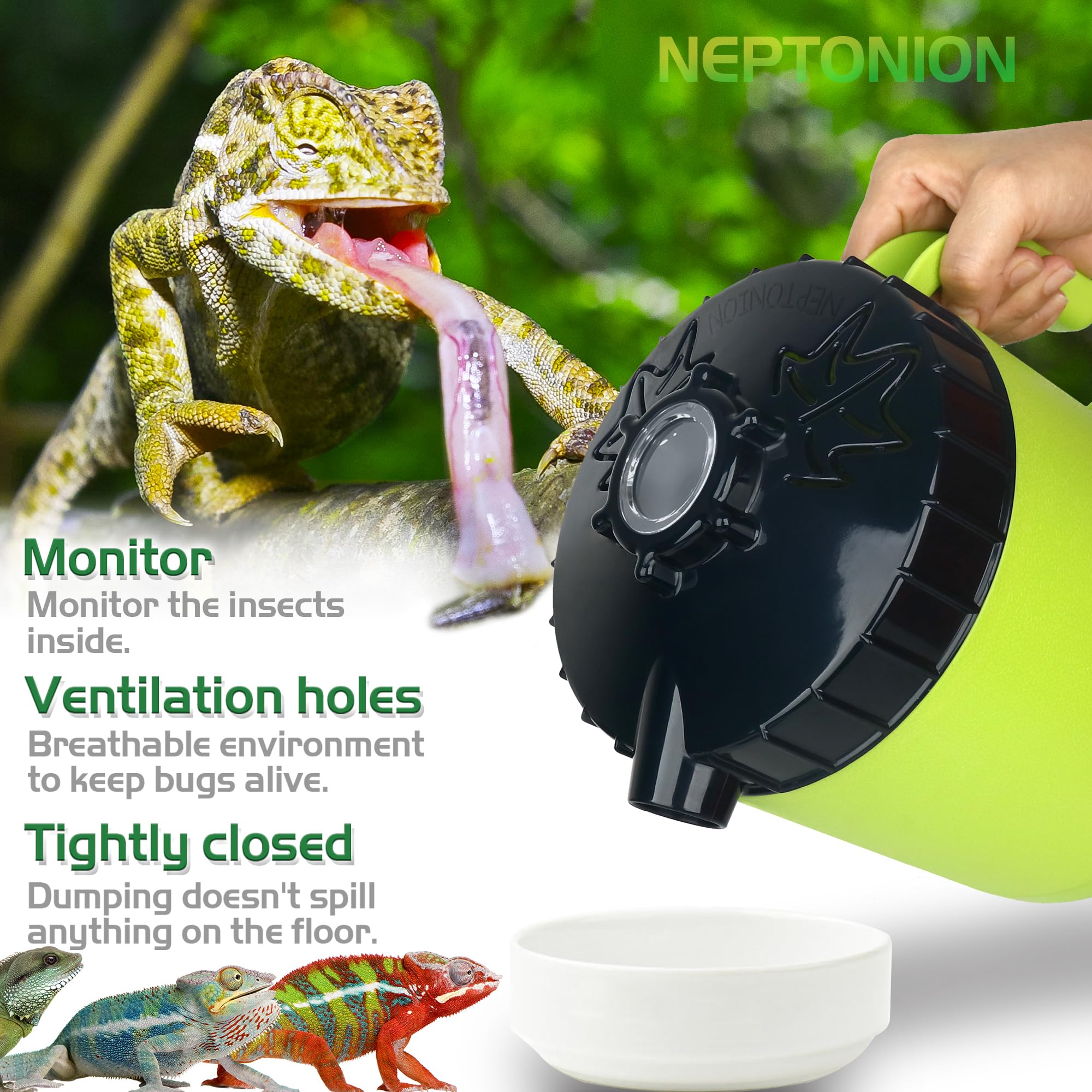 NEPTONION bug dirt management feature showing sift-ready debris removal.