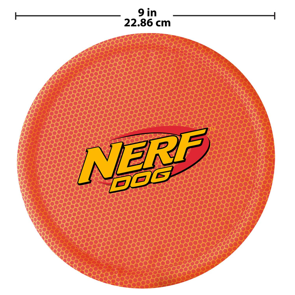 Nerf Dog Nylon Flyer two-pack in orange and red.