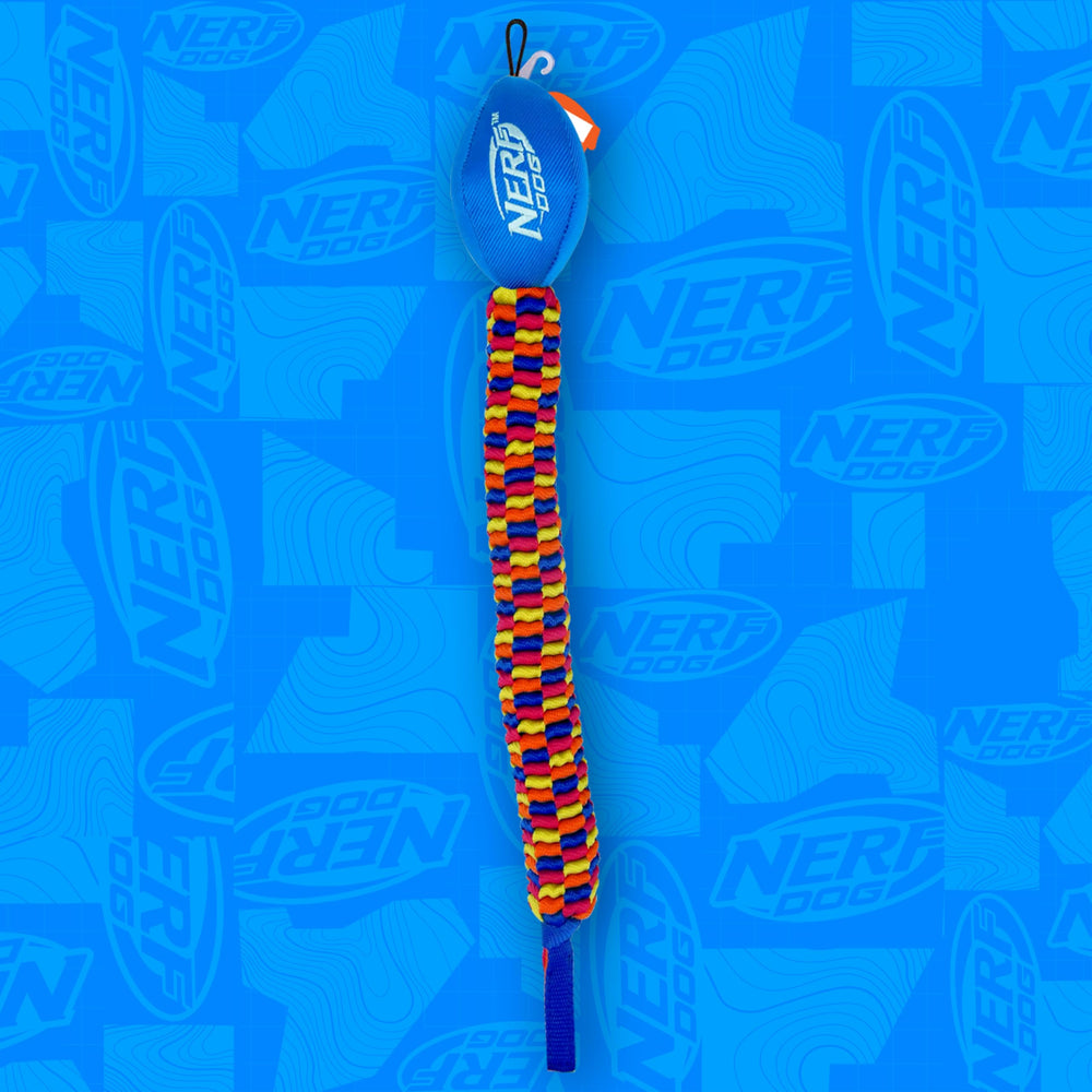 Nerf Dog Rainbow Vortex Chain Tug weather resistant durable construction for outdoor use