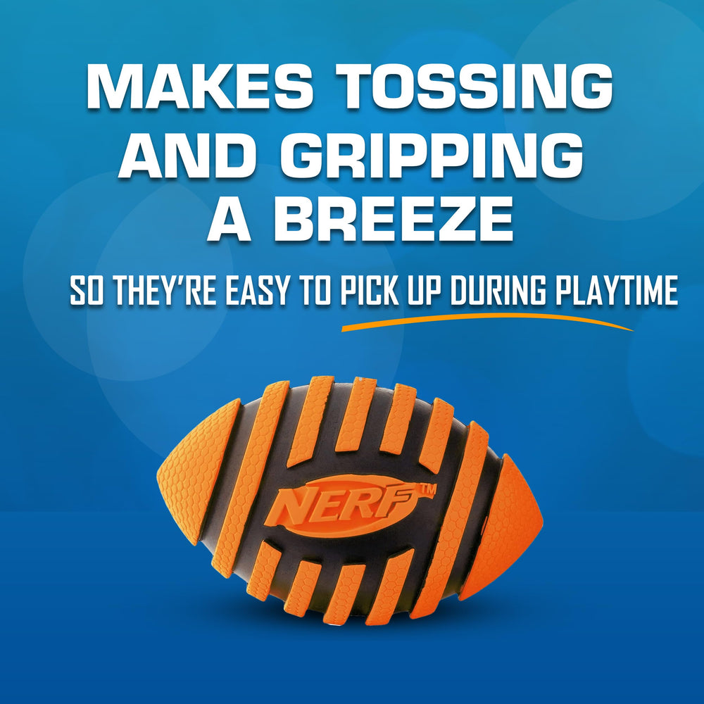 Nerf Dog Spiral Squeak Football is lightweight yet durable with Nerf Tough materials.