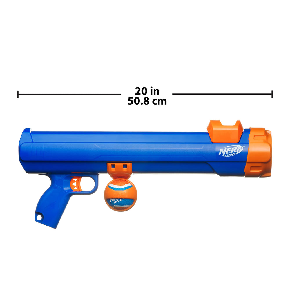 Nerf Dog blaster uses Nerf-tough materials for durability.