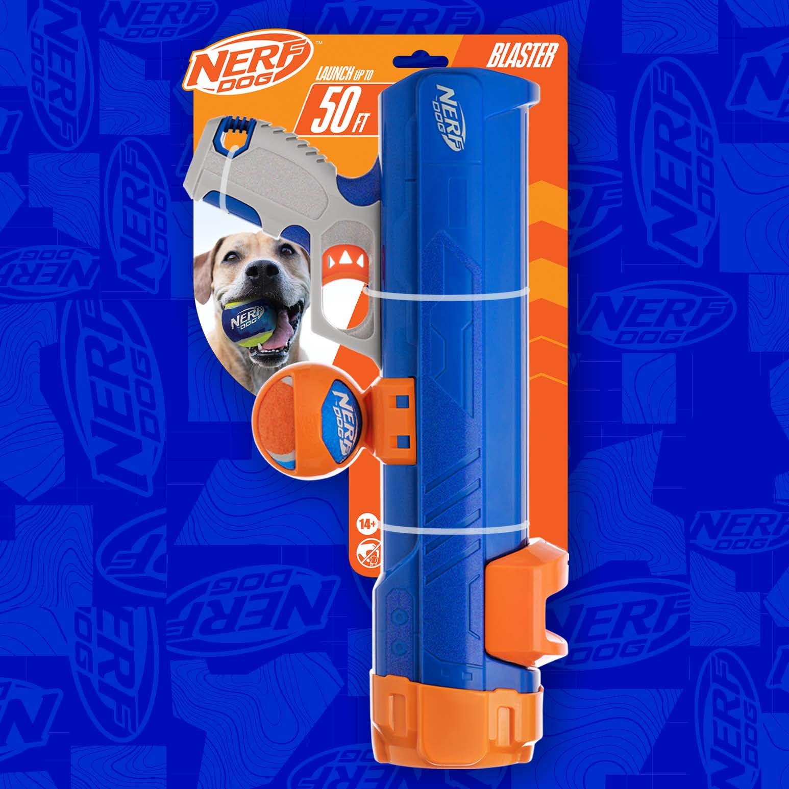Nerf Dog blaster package includes one ball ready to play