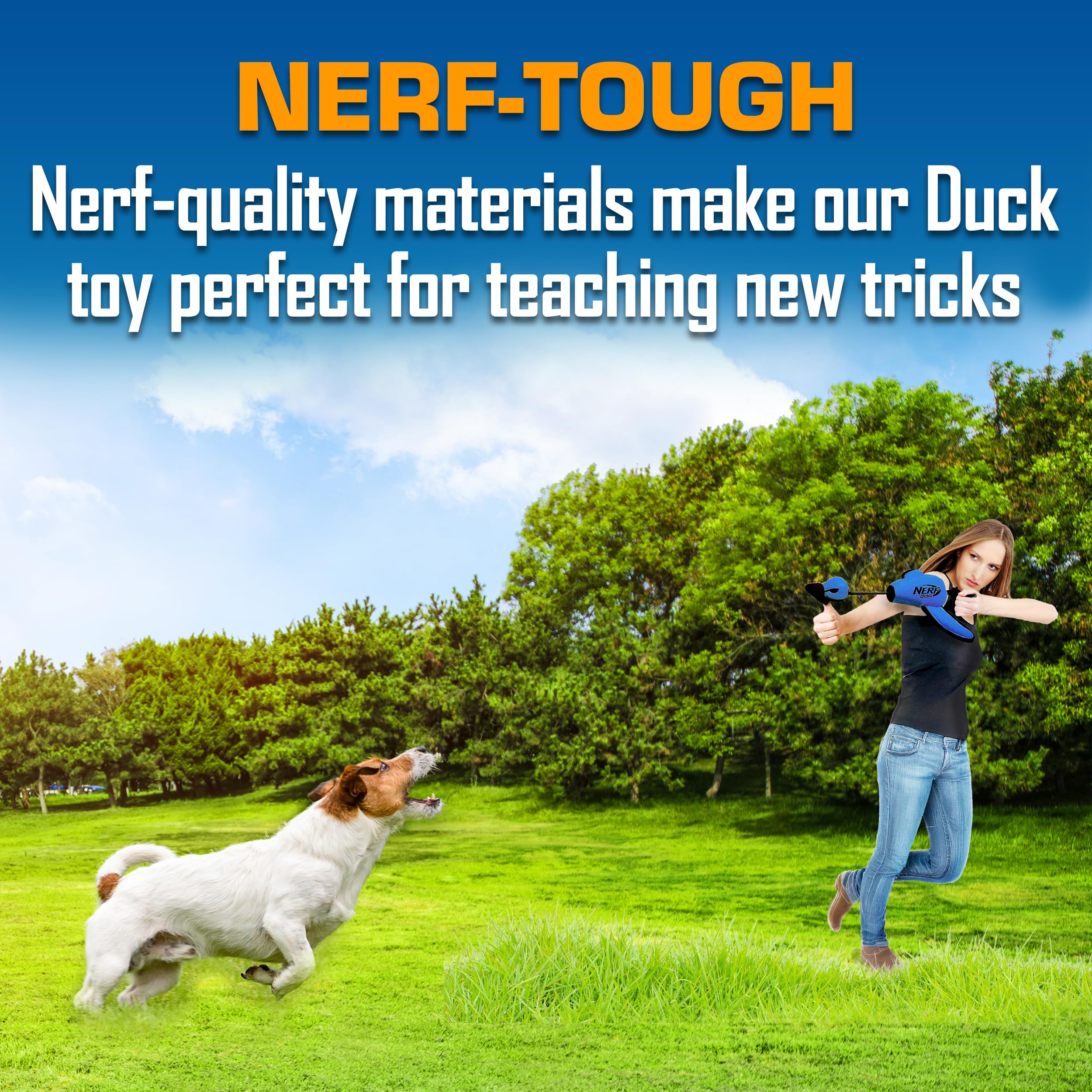 Nerf Dog Trackshot Launching Duck features tear-resistant coating