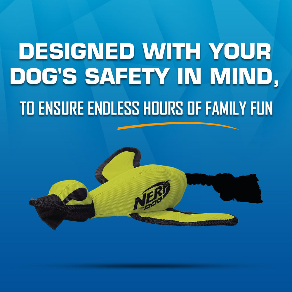 Nerf Dog Trackshot Launching Duck's nylon exterior resists wear during outdoor play.