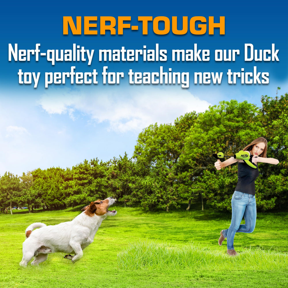 Nerf Dog Trackshot Launching Duck with tear-resistant coating withstands tough chews.