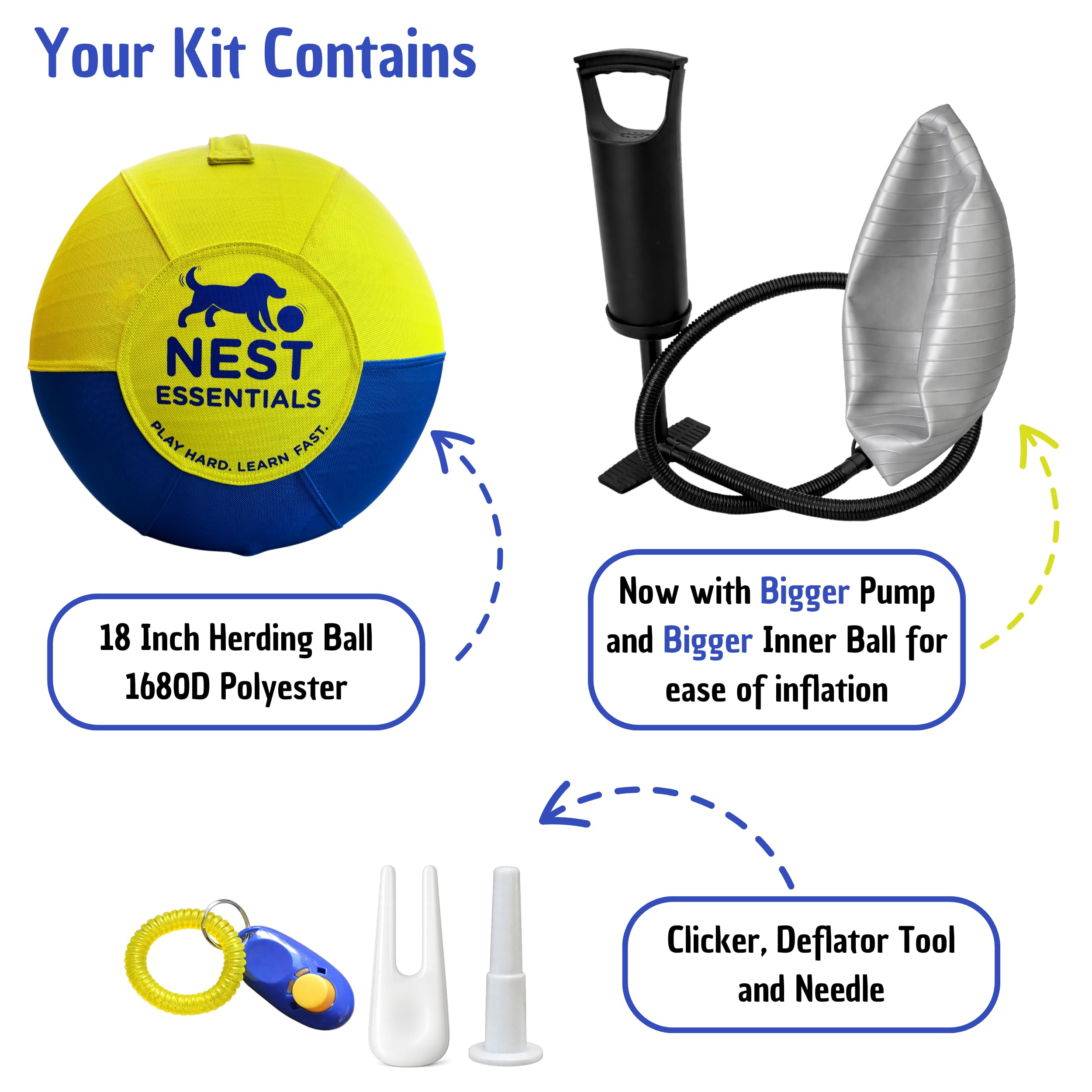 Nest Essentials Herding Ball promotes active routines with a built-in pump and guide.