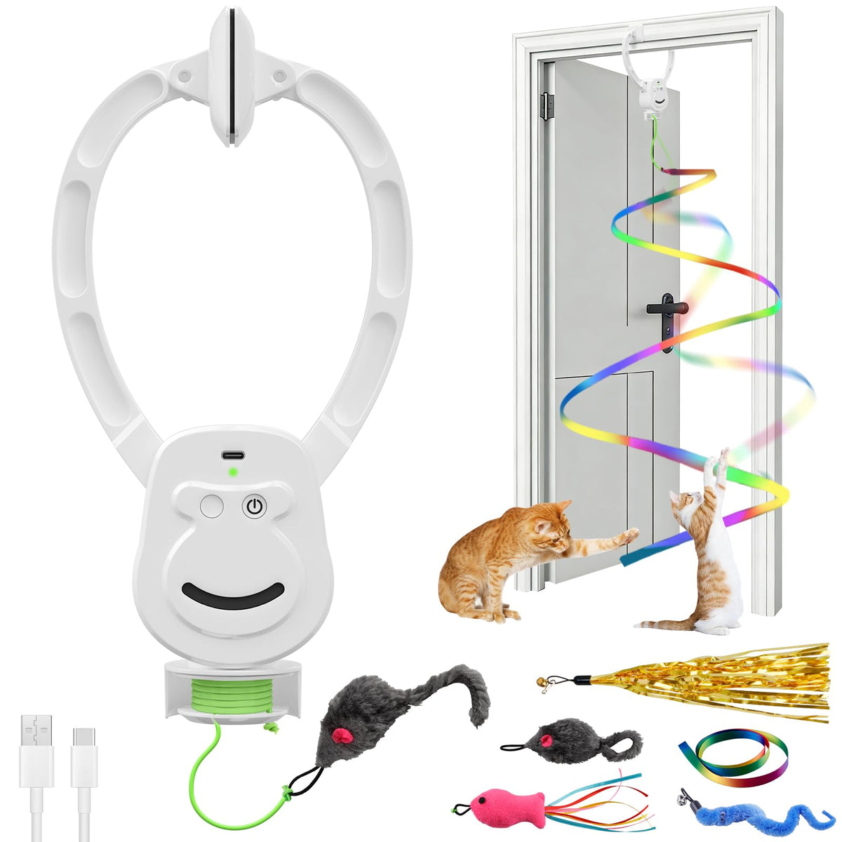 NestChroix automatic flying cat toy clipped on for space-saving indoor play