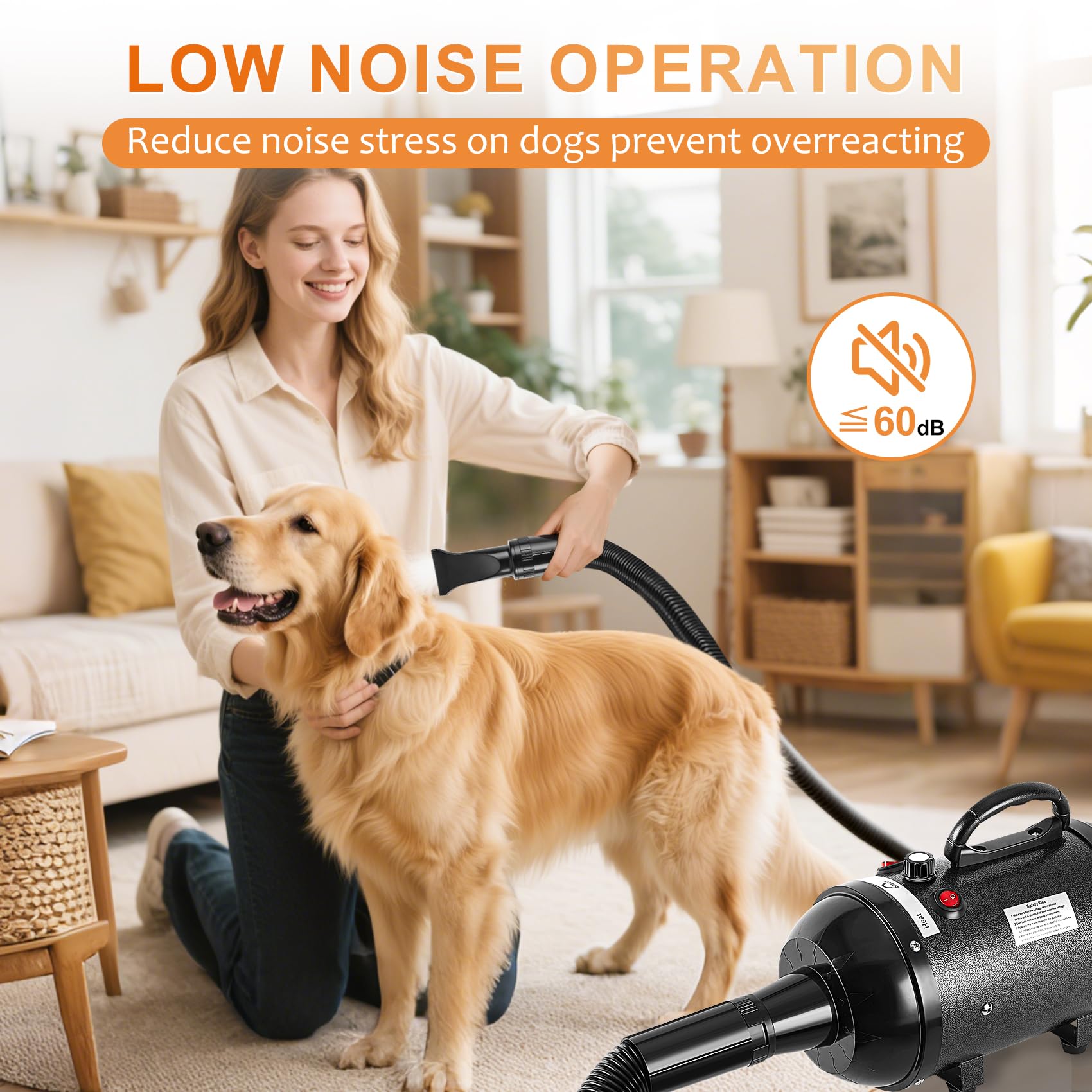 NESTROAD dog dryer with noise insulation for calmer grooming