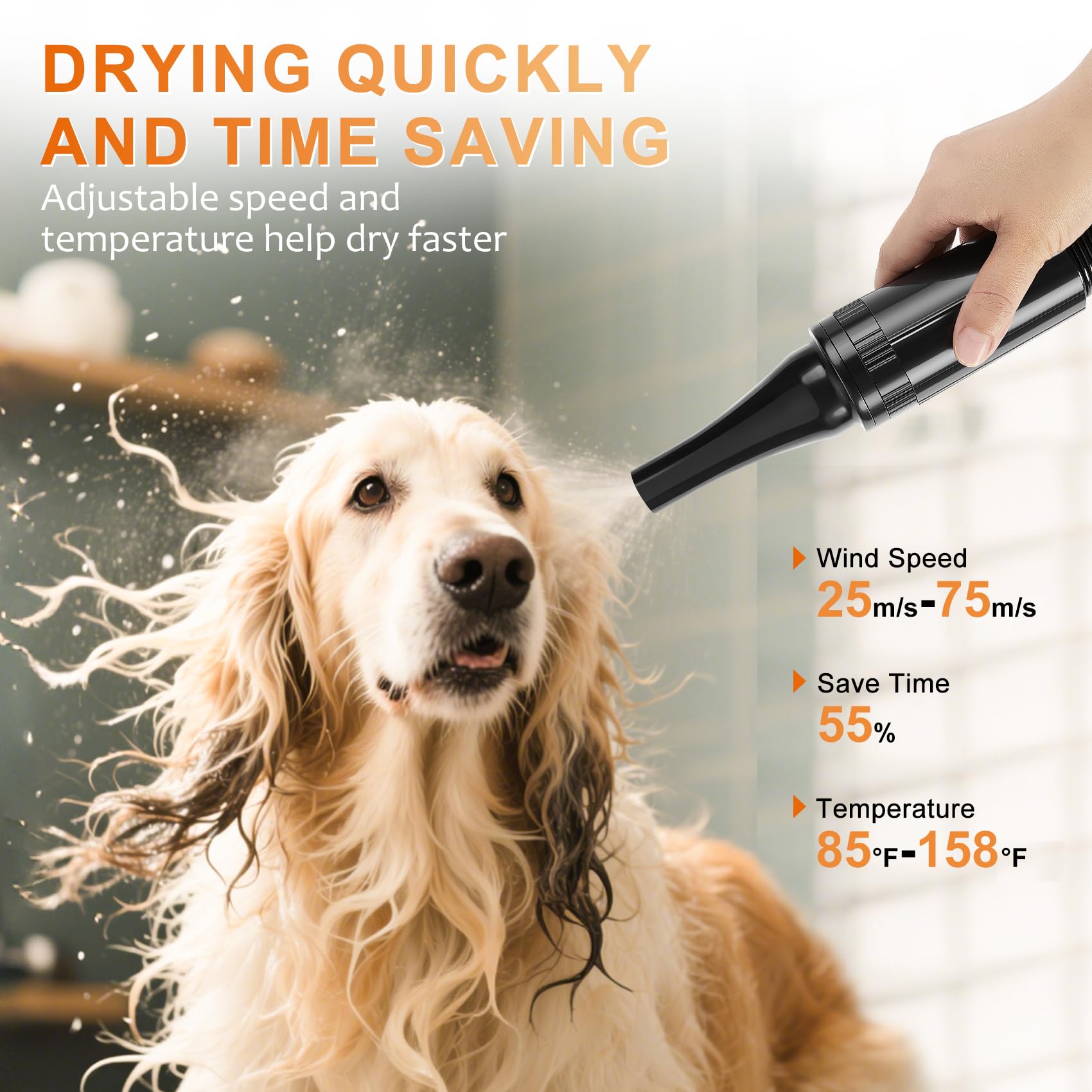 NESTROAD dog dryer temperature control for safe, comfortable drying