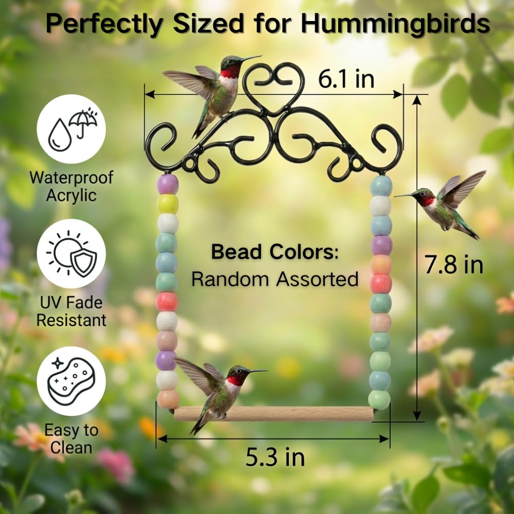 Nesturrow hummingbird swing chain attachment shows easy tool-free setup near feeders.