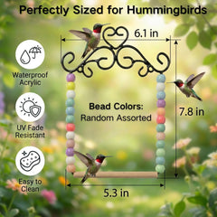Nesturrow hummingbird swing chain attachment shows easy tool-free setup near feeders.
