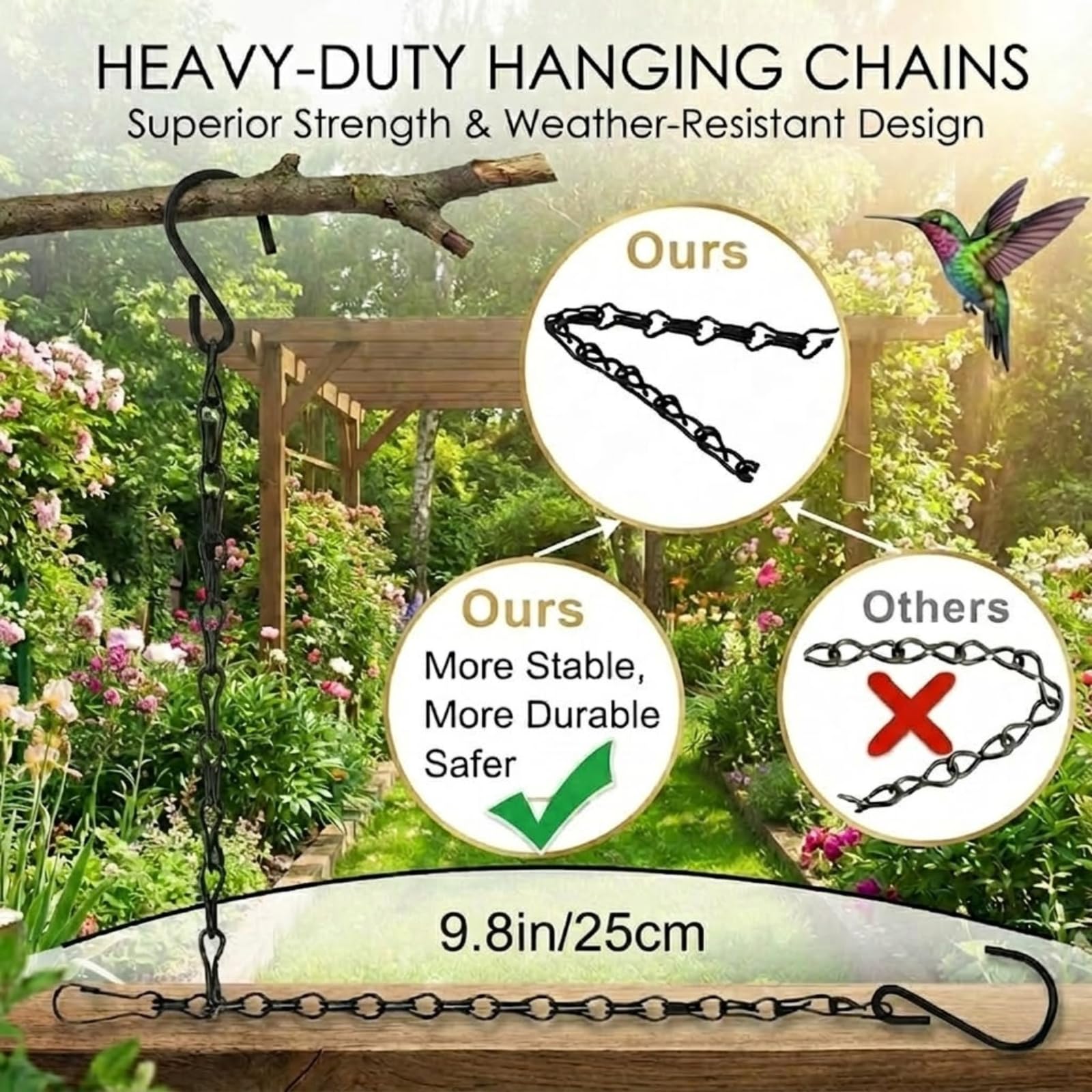 Nesturrow hummingbird swing garden display in a lush outdoor setting.