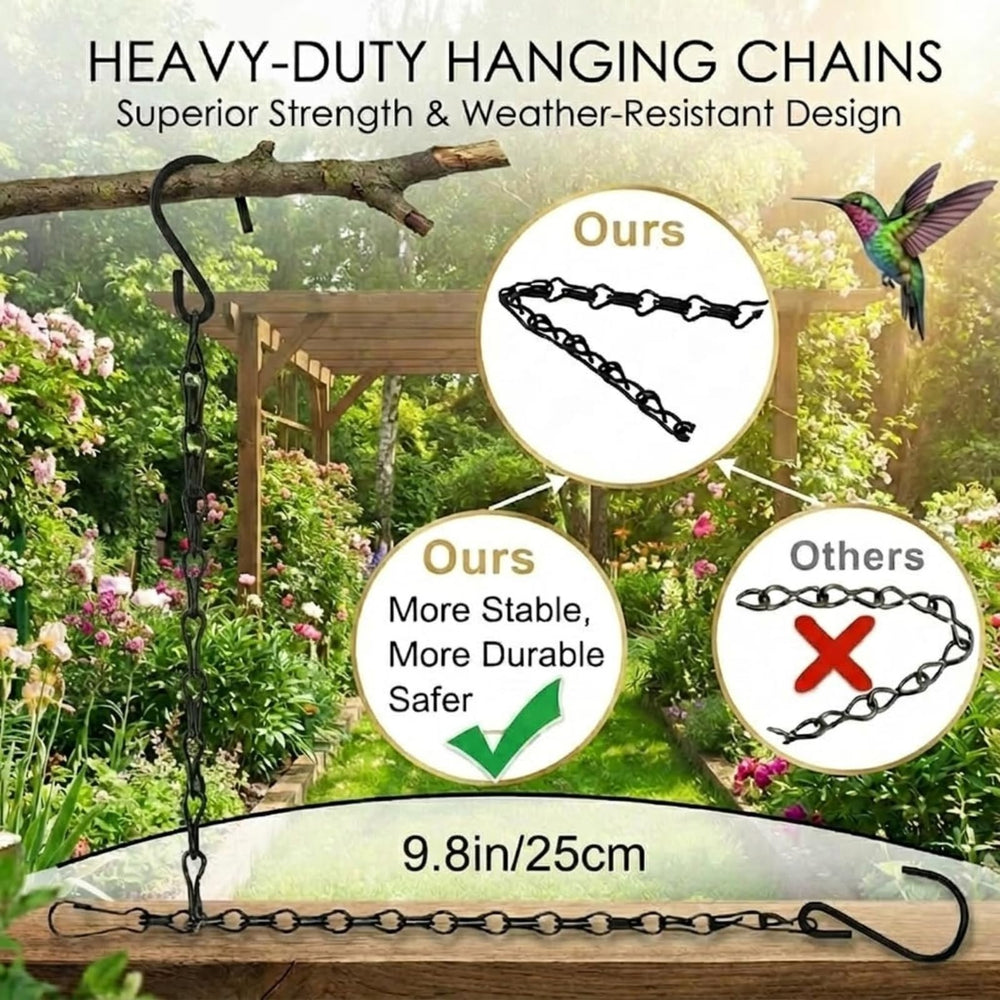 Nesturrow hummingbird swing garden display in a lush outdoor setting.