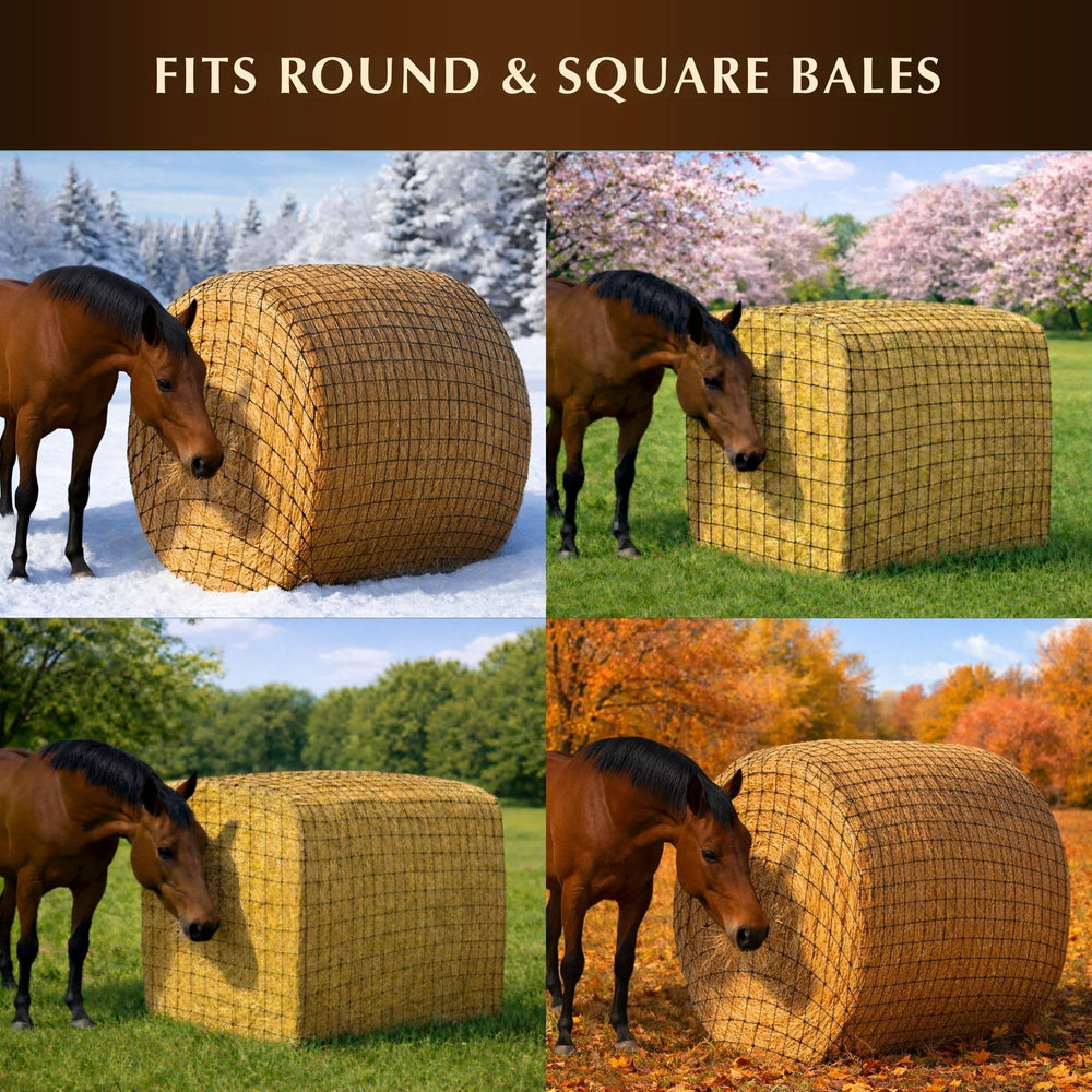 NETYSAY hay ring setup shown for safe feeding.
