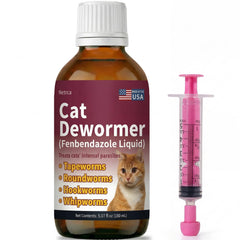 Netrca fenbendazole bottle pour supports easy dosing for cats.
