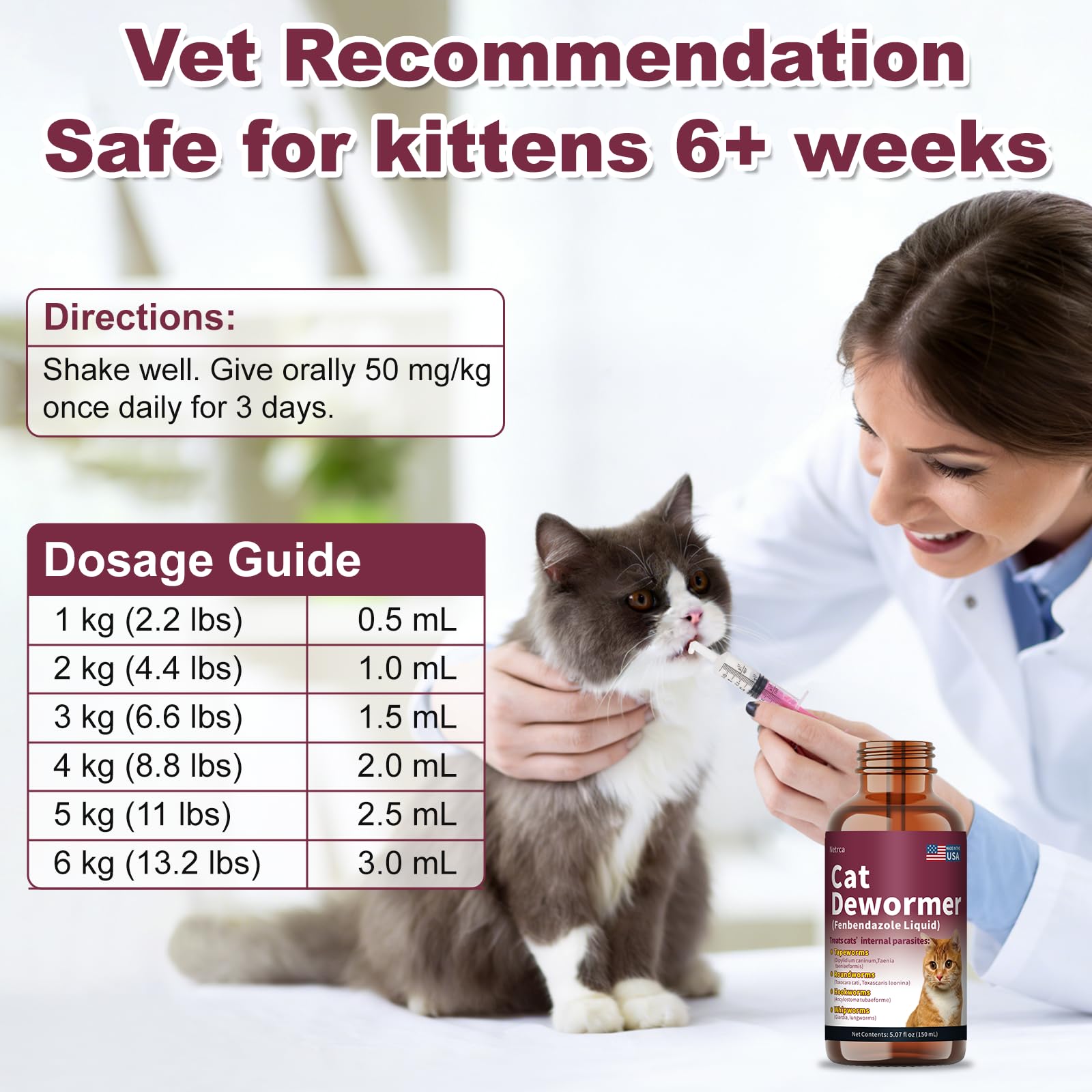 Netrca fenbendazole dewormer made in USA ensures safety and quality.