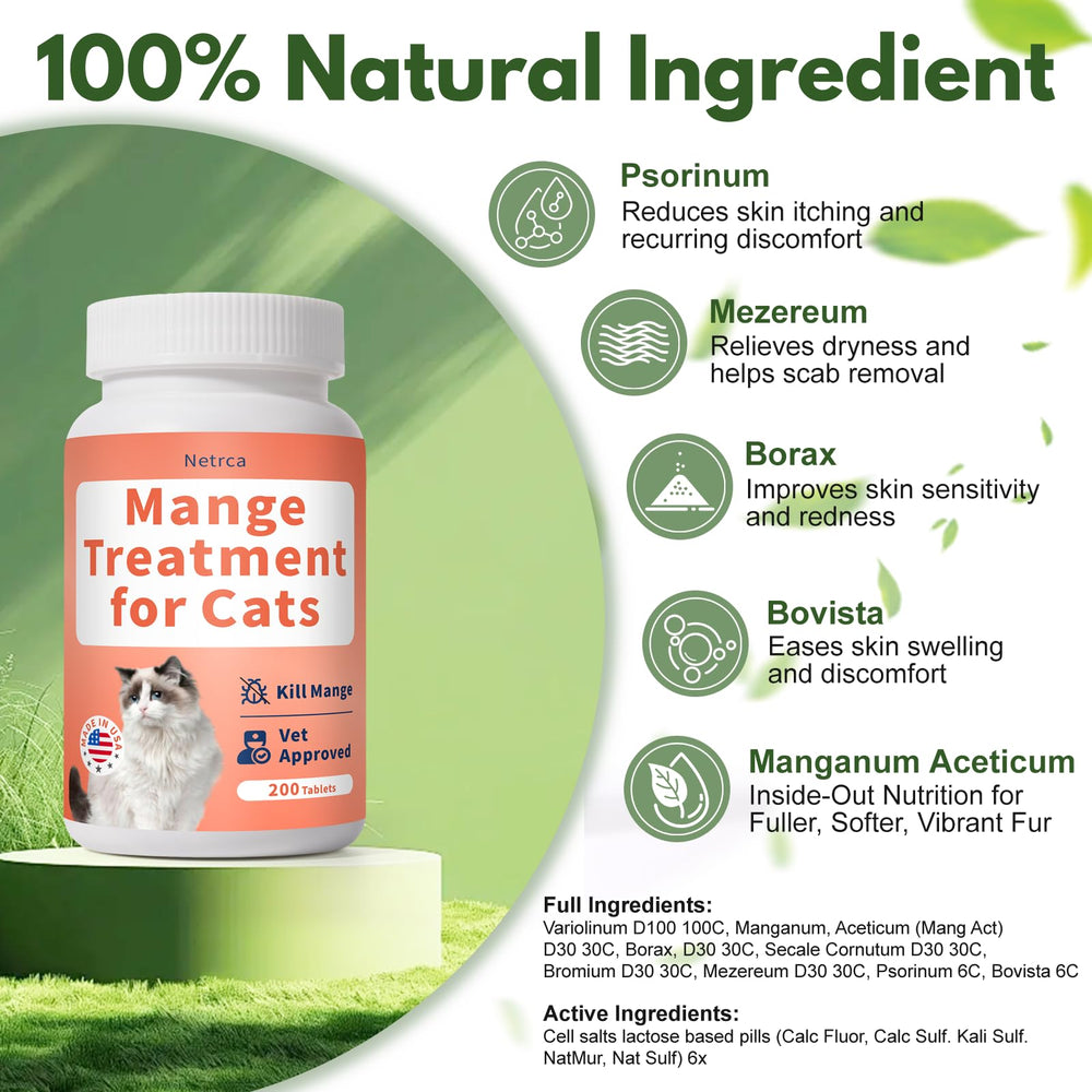 Netrca Mange Treatment skin repair focus supports healthy coat.