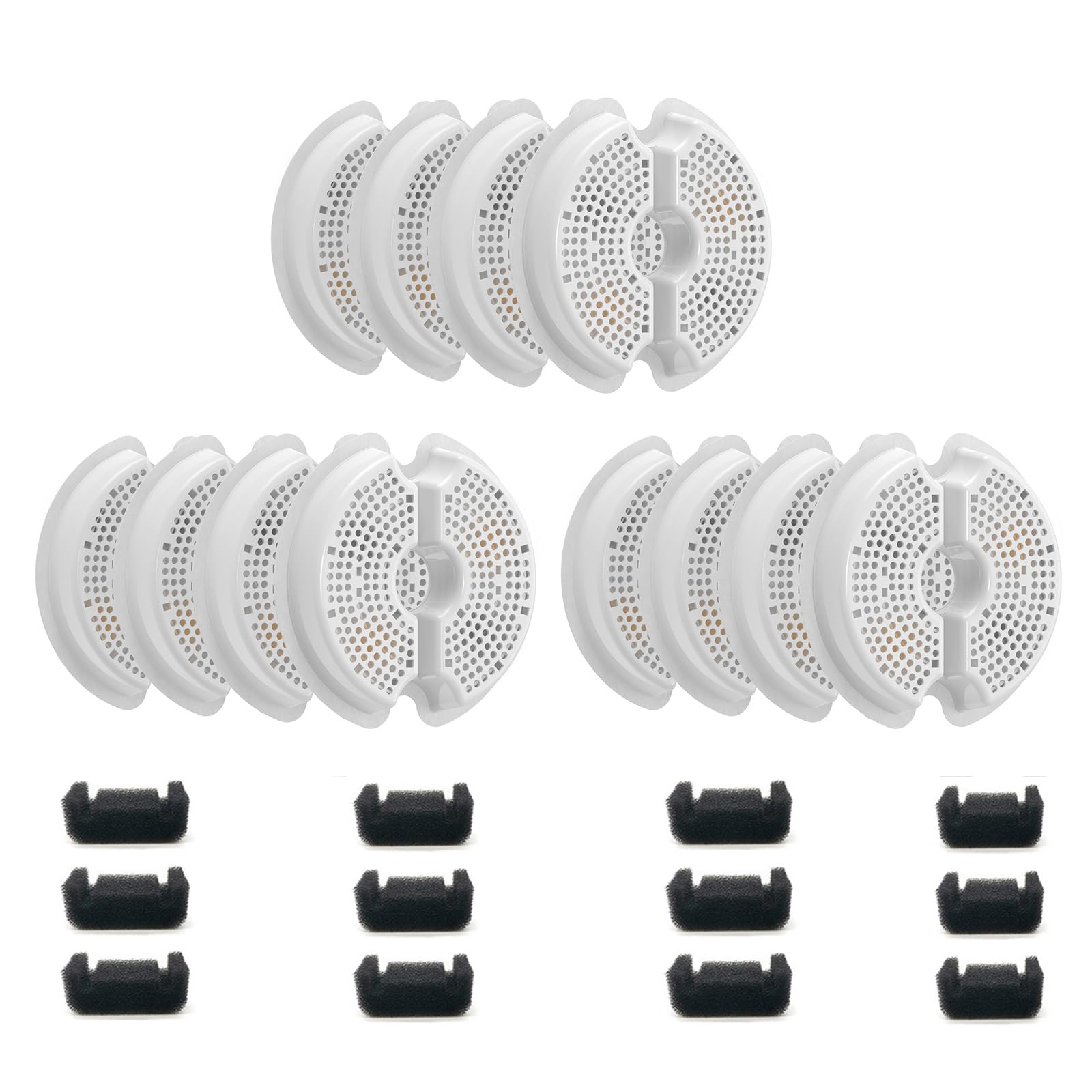 NeucomBBT 12-pack cat fountain filters for 67oz fountains improve water clarity.