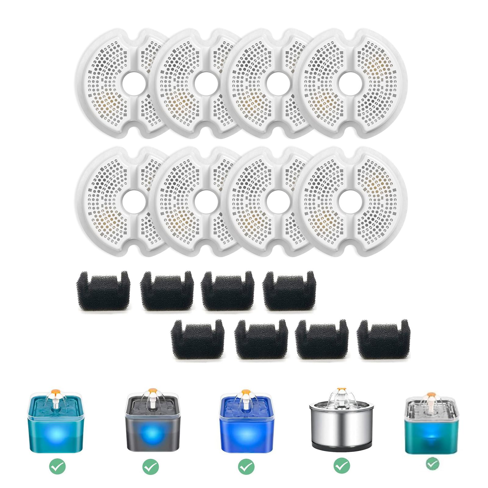 NeucomBBT 8-pack filters with sponge packaging for 67oz fountains.