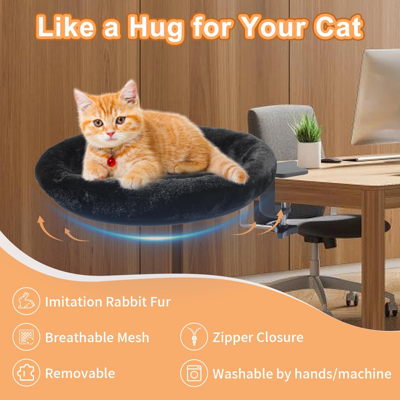 NEVESYKCUL cat desk bed anti-slip base protects your tabletop