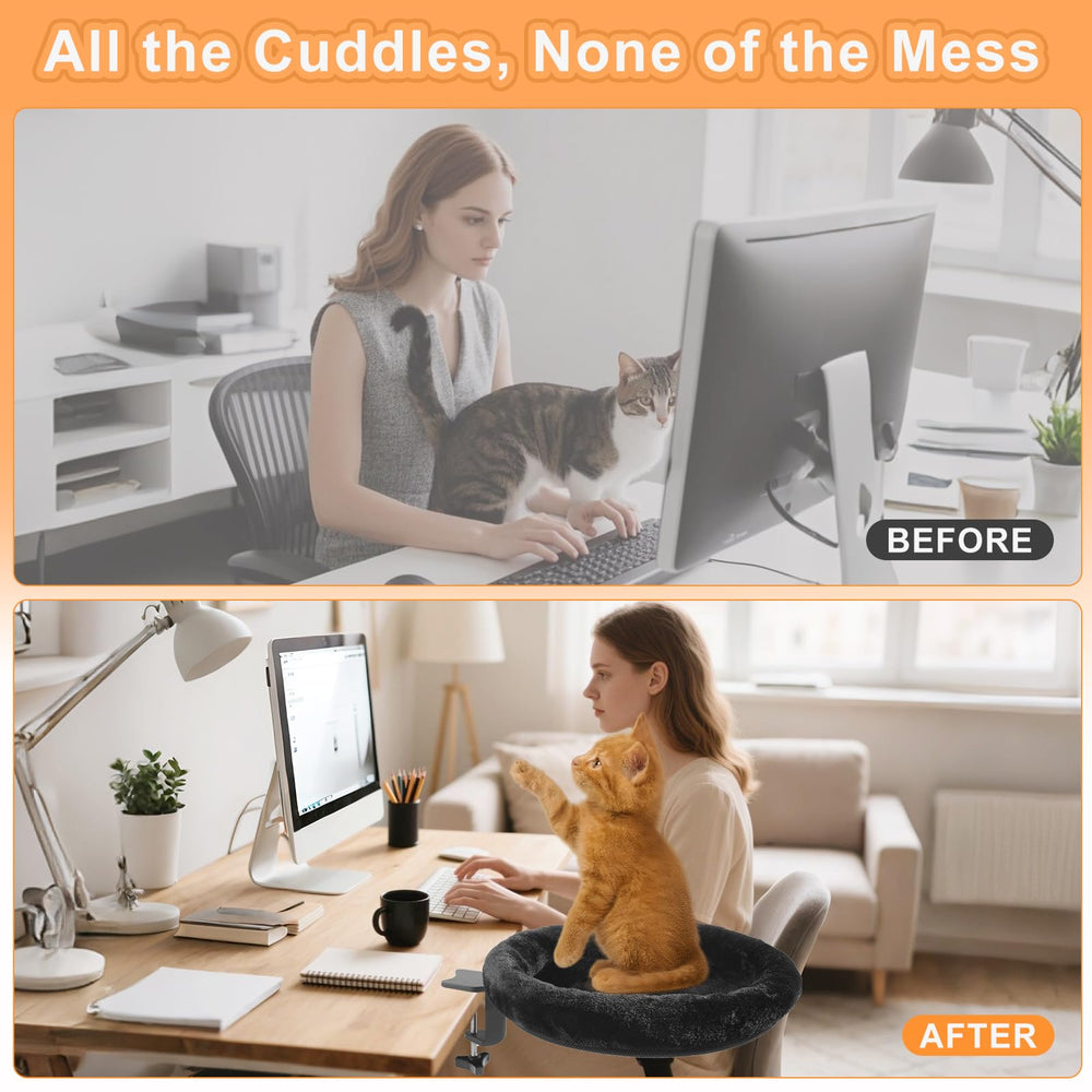 NEVESYKCUL cat desk bed rotating base offering versatile angles for cat observation