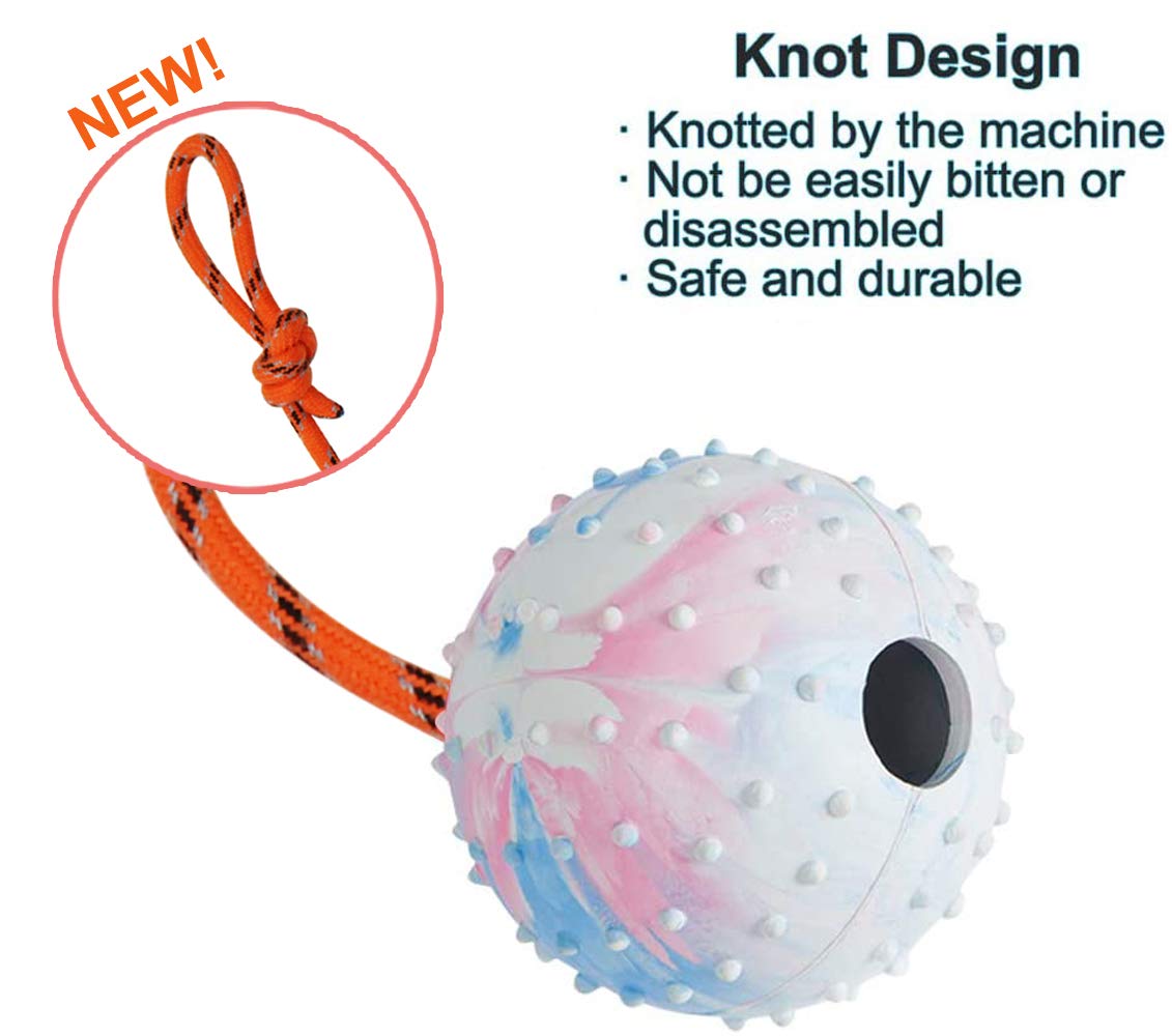 Nevperish reward-training ball with rope enhances distance throws and interactive play.