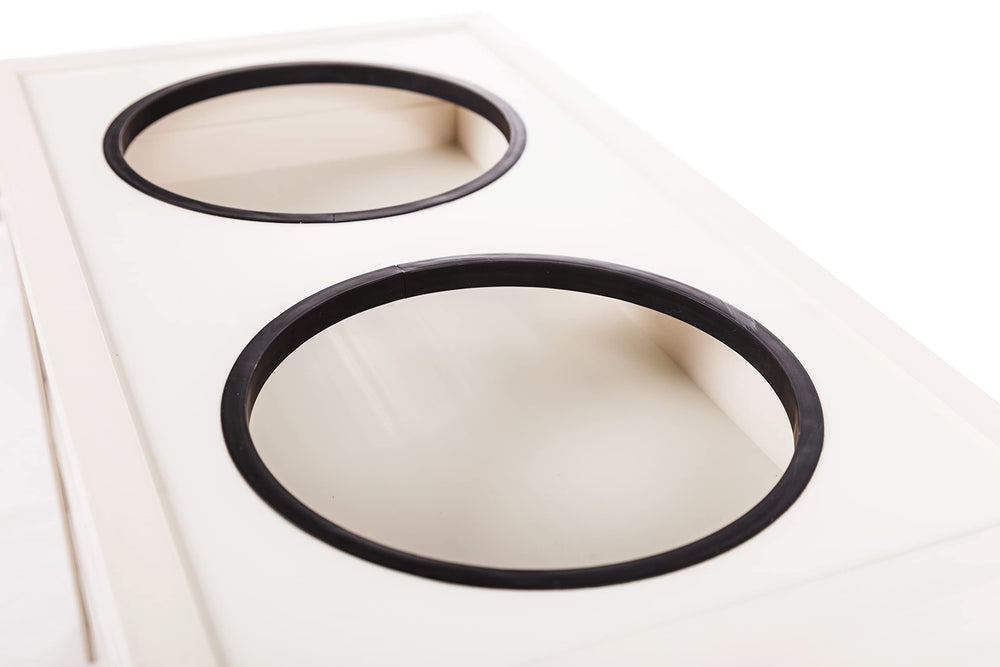 New Age Pet raised stand designed for taller dogs improves feeding posture