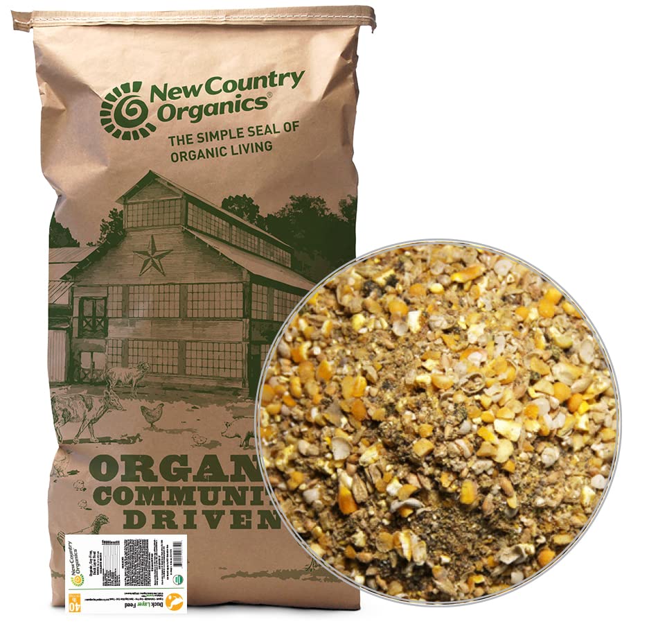 New Country Organics duck layer feed 40 lb bag for easy storage and feeding
