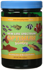 New Life Spectrum Naturox Optimum Flakes packaging shows premium color-enhancing nutrition.
