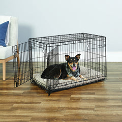 New World 36-Inch crate side door design boosts placement flexibility in small spaces.