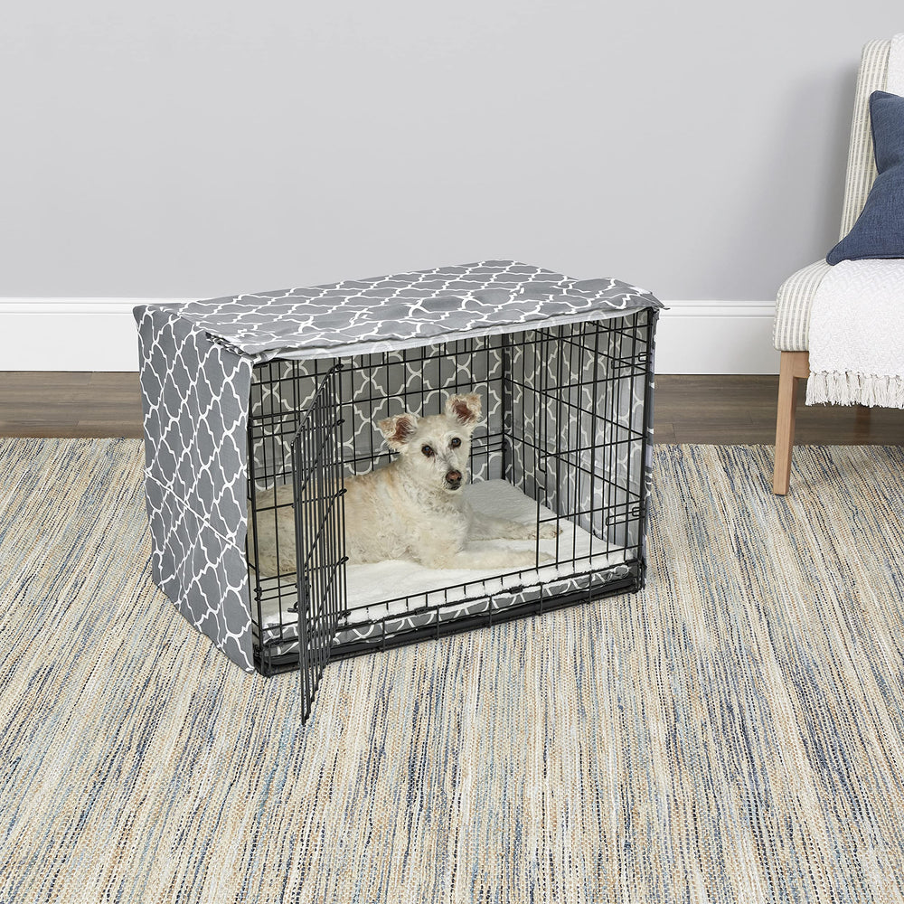 New World crate cover privacy-den demonstrates a calm, den-like space for dogs