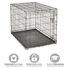 New World crate leak-proof tray simplifies cleanup after meals and accidents.