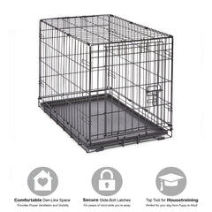 New World crate leak-proof tray protects floors during feeding.