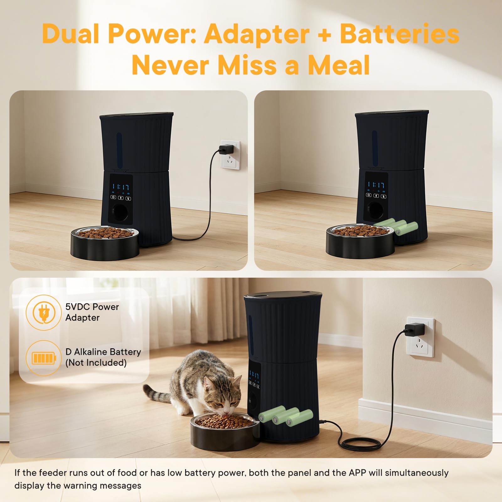 NEWBULIG dual power design compatible with adapter or batteries.