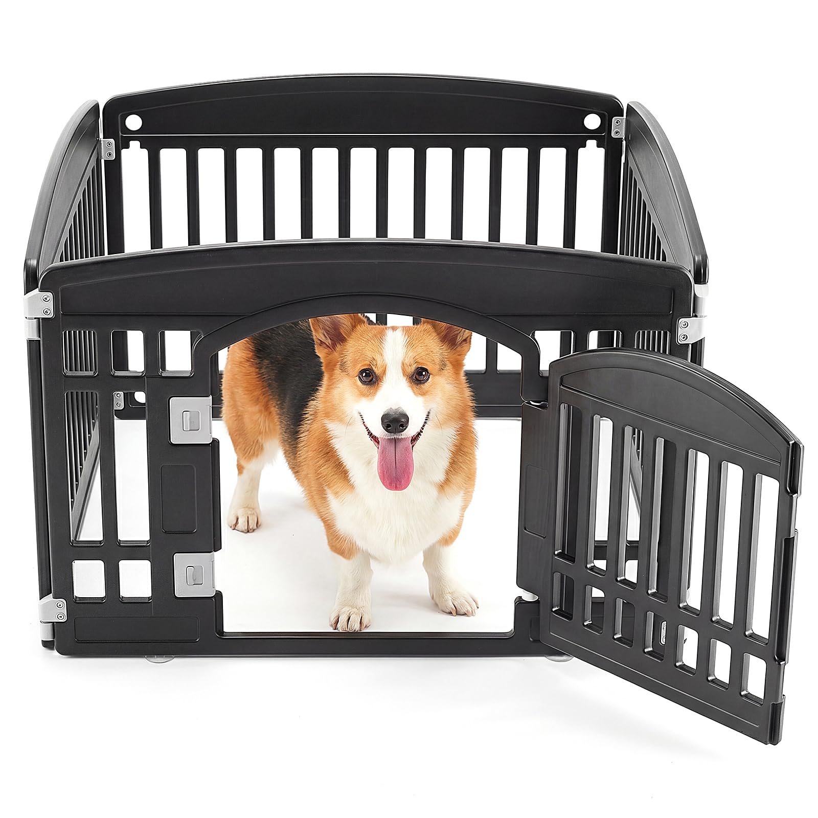 NEWBULIG dog playpen assembly demonstrates quick indoor setup for safe play.