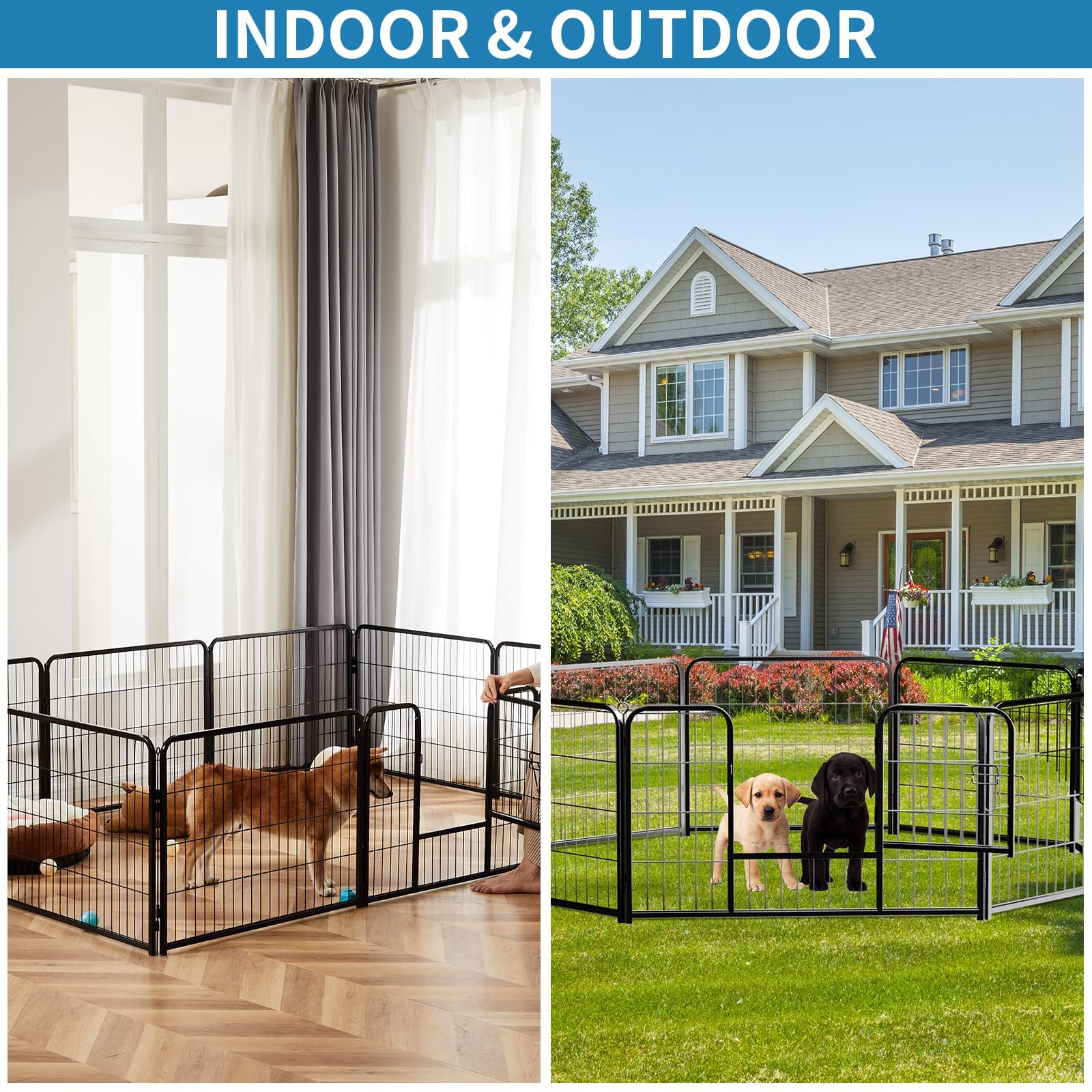 NEWBULIG dog playpen durable-coating withstands outdoor use.