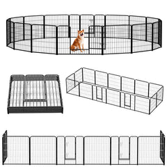 NEWBULIG dog playpen folded for compact storage and easy transport.