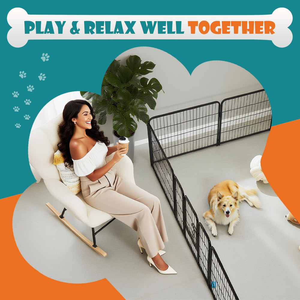 NEWBULIG dog playpen indoor 24in folded-compact mode shows easy storage
