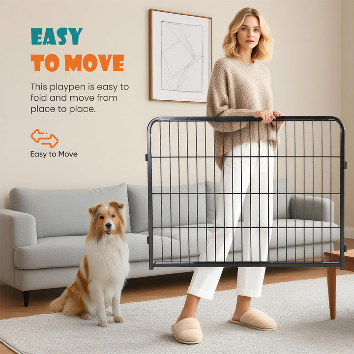 NEWBULIG dog playpen indoor 24in gate lock detail demonstrates safe entry for pets