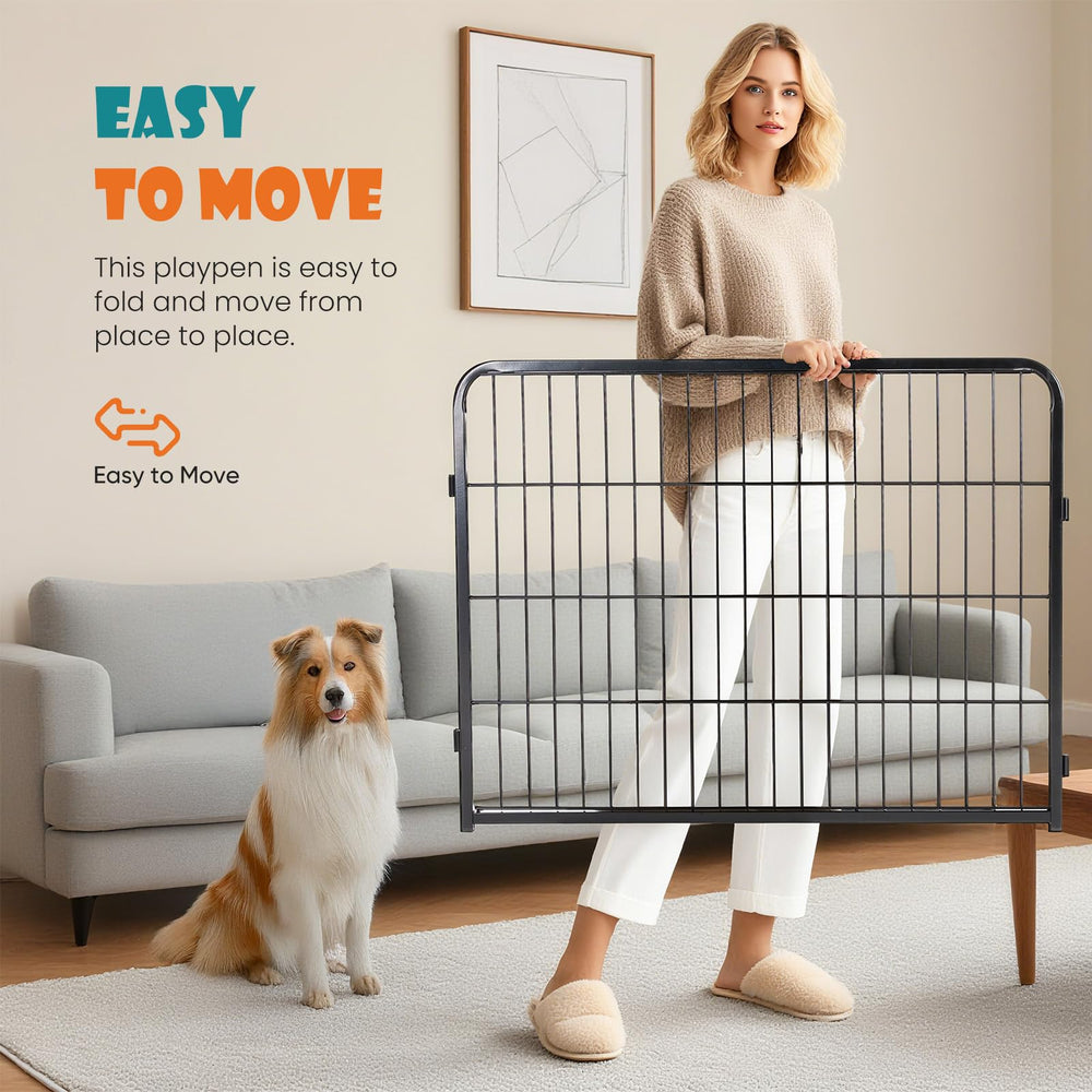 NEWBULIG dog playpen indoor 24in gate lock detail demonstrates safe entry for pets