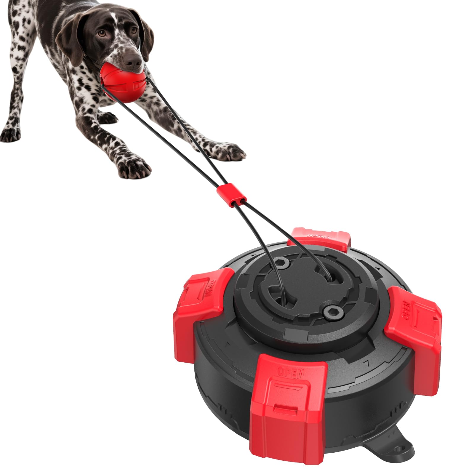 Newdeport suction cup dog toy on tile surface for powerful tug sessions.