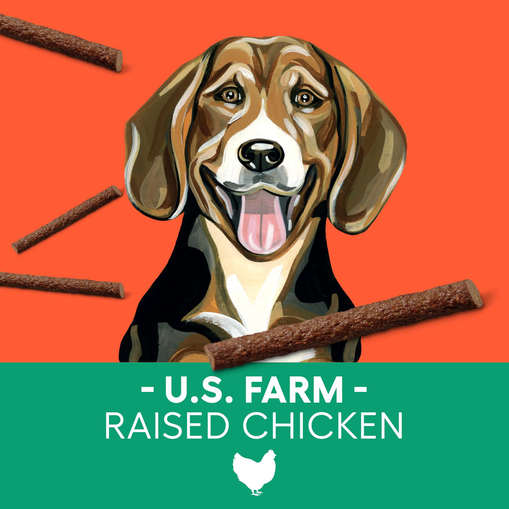 Newman's Own soft-chewy texture snack highlights easy-to-chew sticks for dogs of all ages.