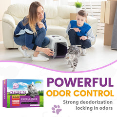 NEWORD Crystals soft-on-paws litter emphasizes gentle tracking and comfort.