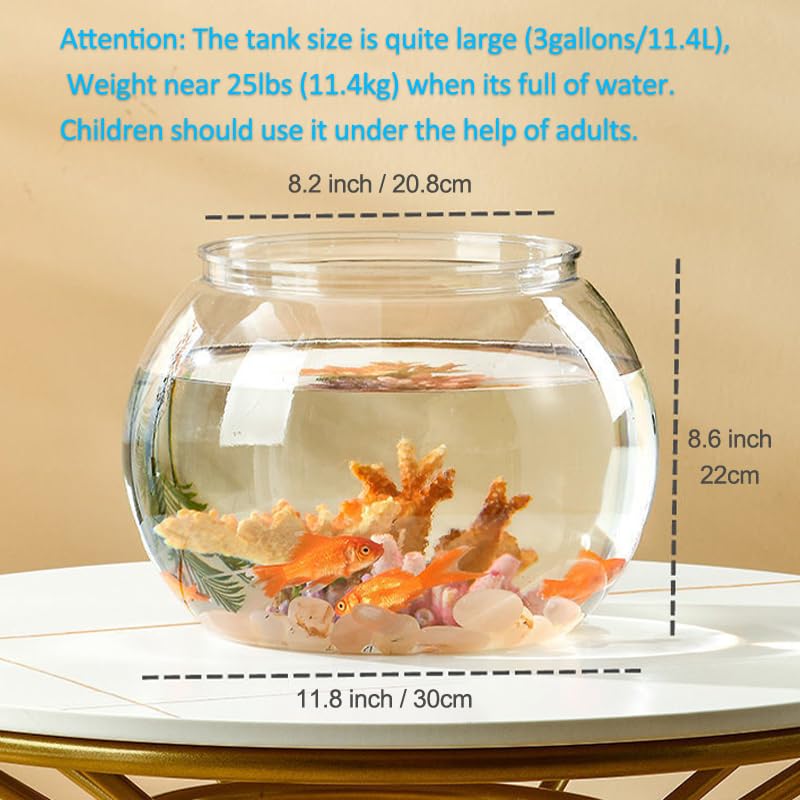 Newpol 3-gallon fish bowl clear PET material for bright, durable display