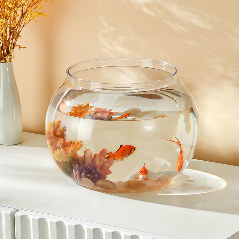 Newpol 3-gallon fish bowl multi-angle view demonstrates easy room placement and visibility